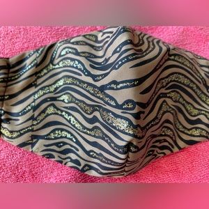 Sparkly gold adjustable zebra print face mask